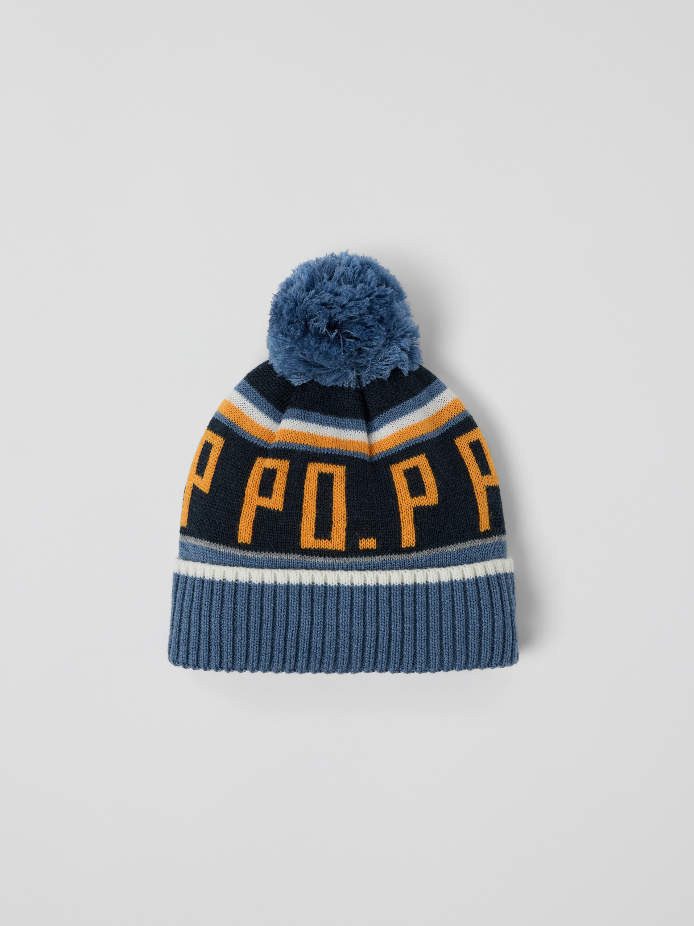 Polarn O. Pyret Blue Knitted Wool Blend Beanie
