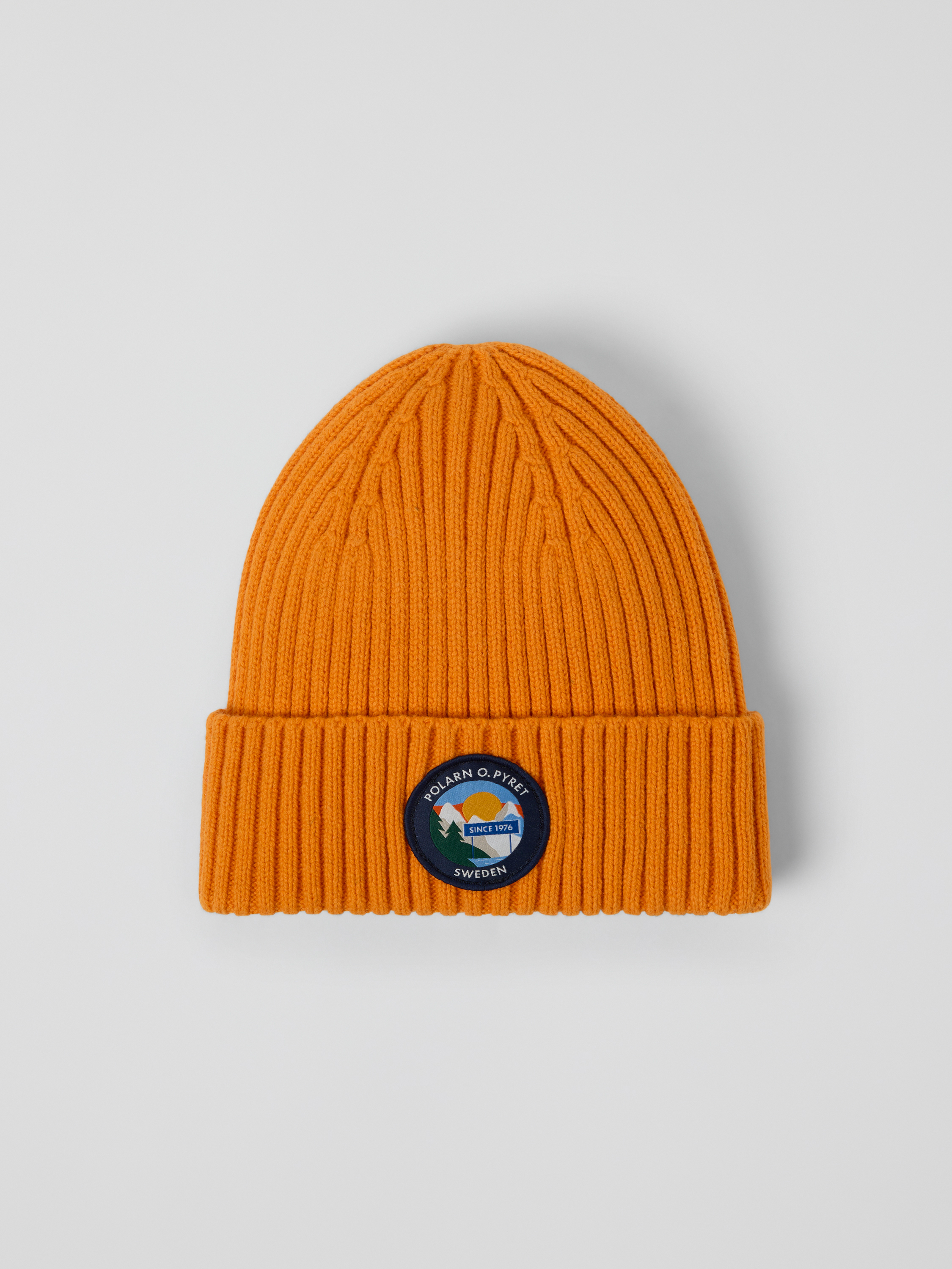 Polarn O. Pyret Orange Ribbed Beanie Wool Blend