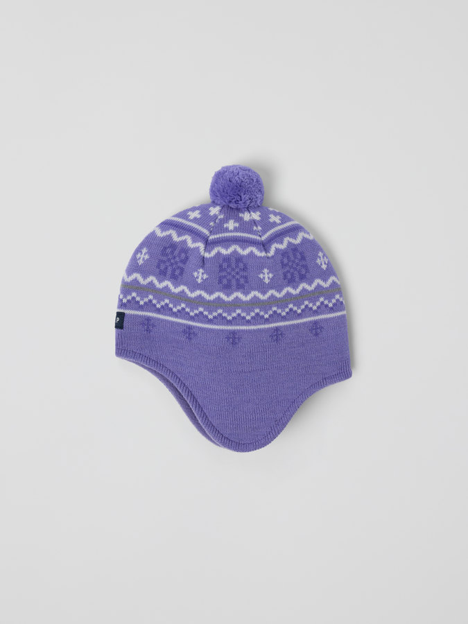 Windproof fleece lined hat wool blend jacquard