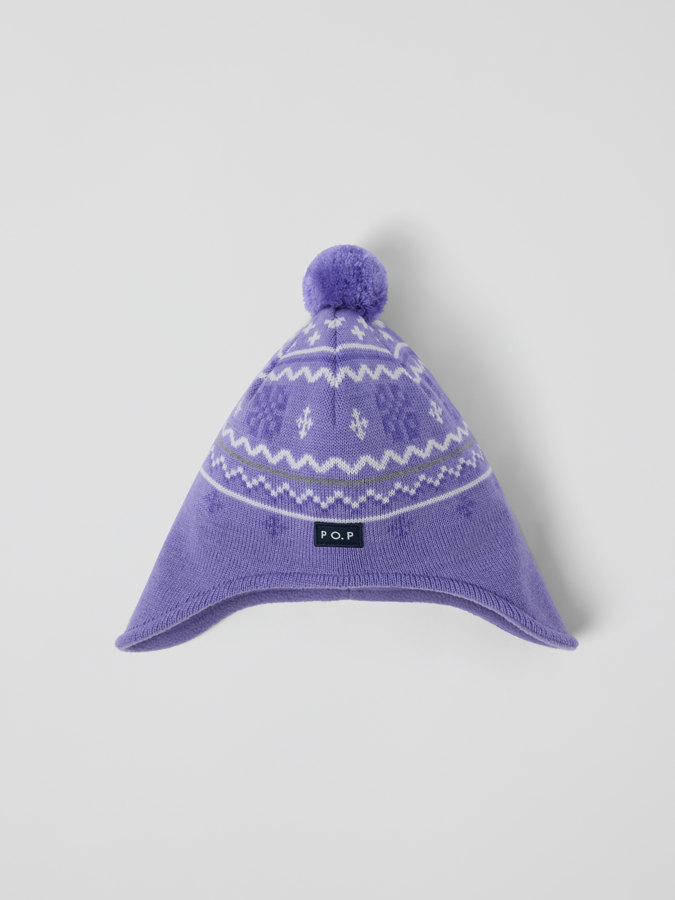 Windproof fleece lined hat wool blend jacquard