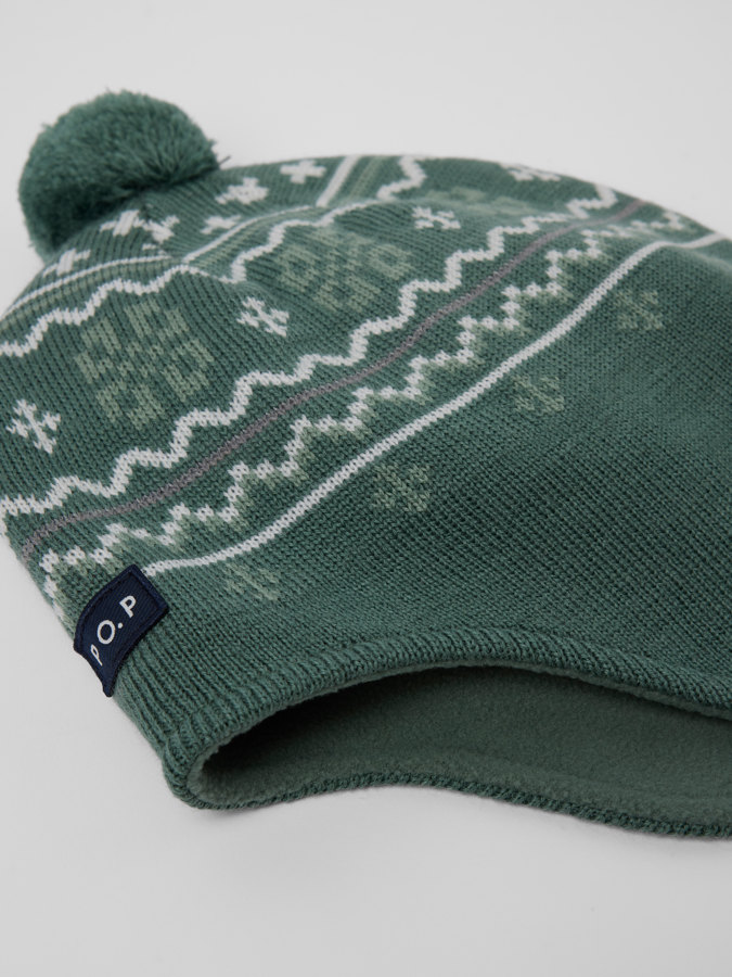 Windproof fleece lined hat wool blend jacquard