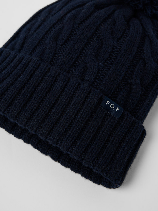 Cable knit hat wool blend