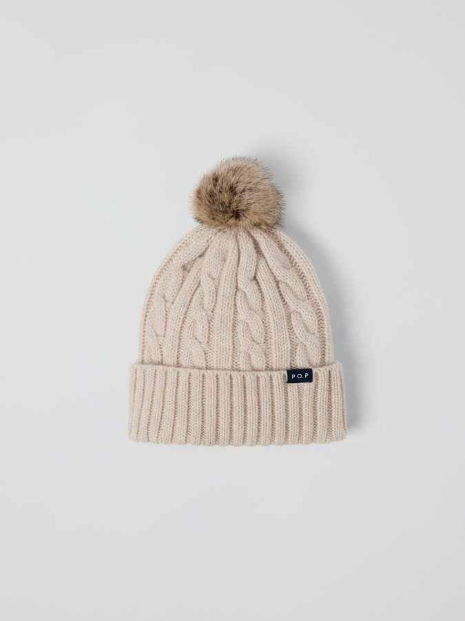Cable knit hat wool blend