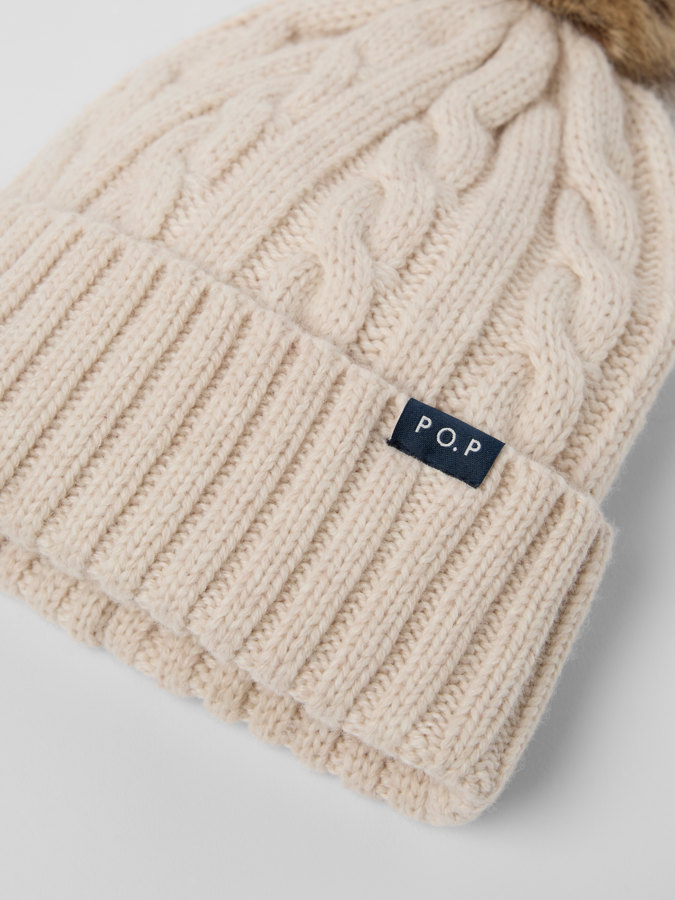 Cable knit hat wool blend