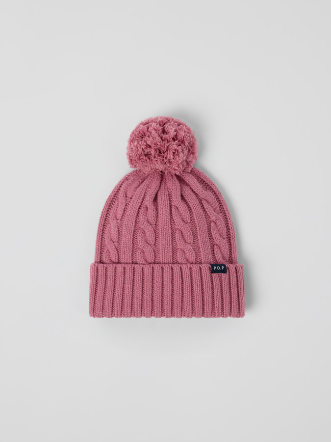 Cable knit hat wool blend