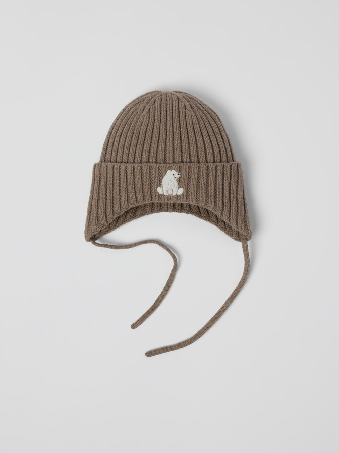Rib knit hat wool blend