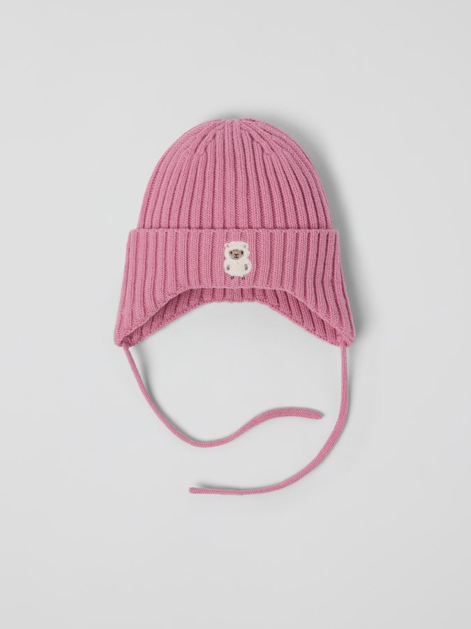 Rib knit hat wool blend