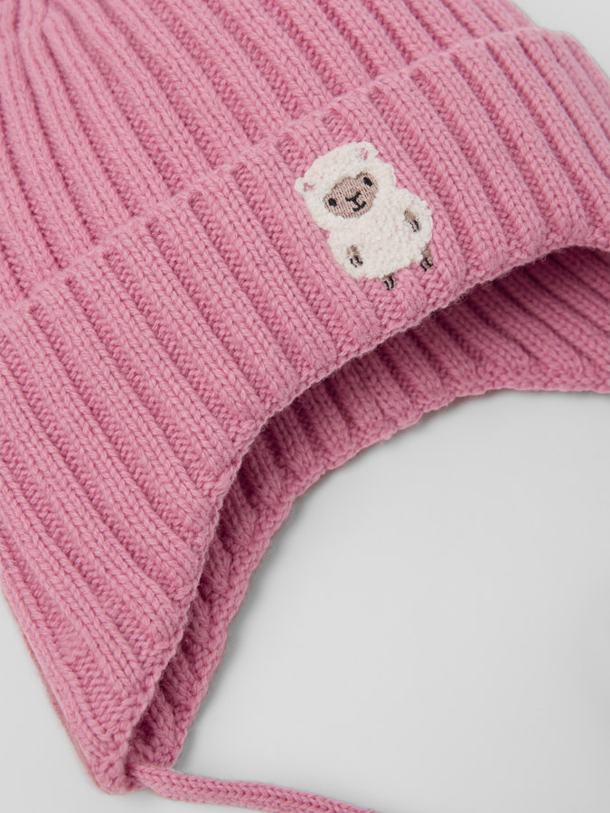 Rib knit hat wool blend