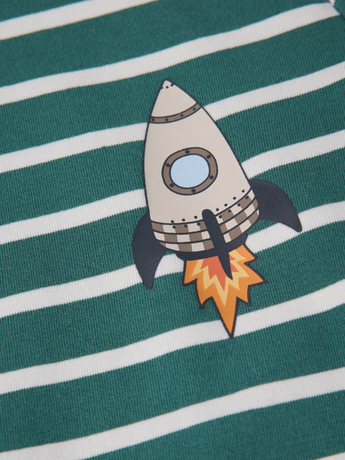 Long-sleeved striped t-shirt with space rocket