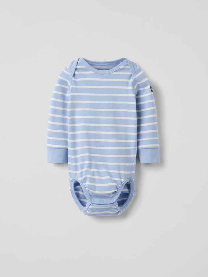 Striped bodysuit with envelope neckline