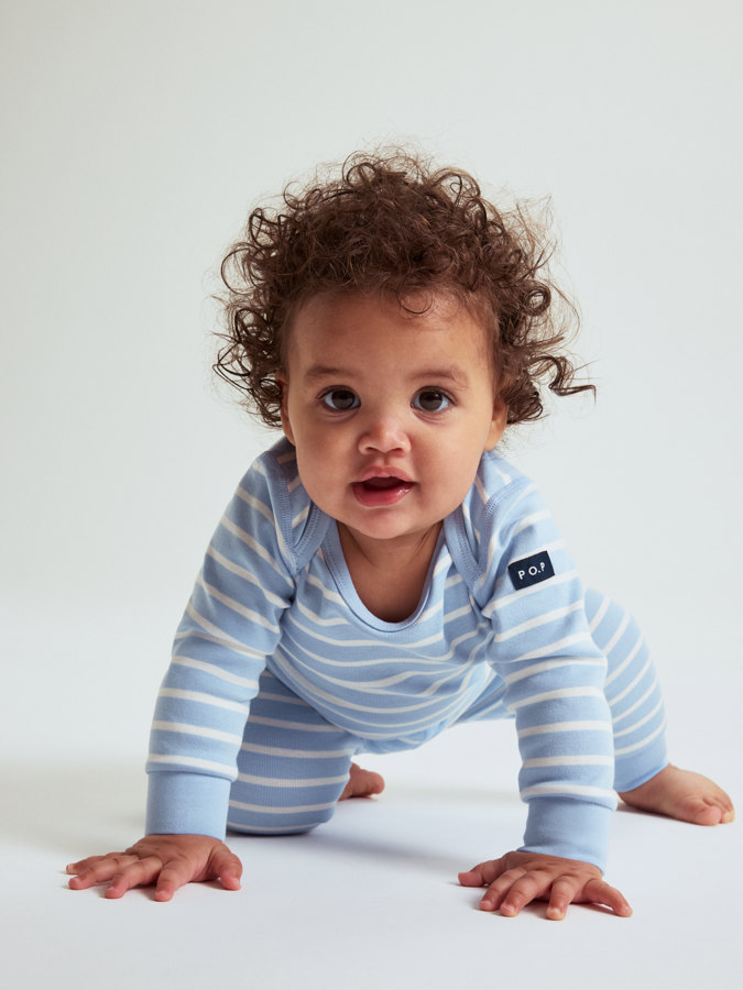 Striped bodysuit with envelope neckline