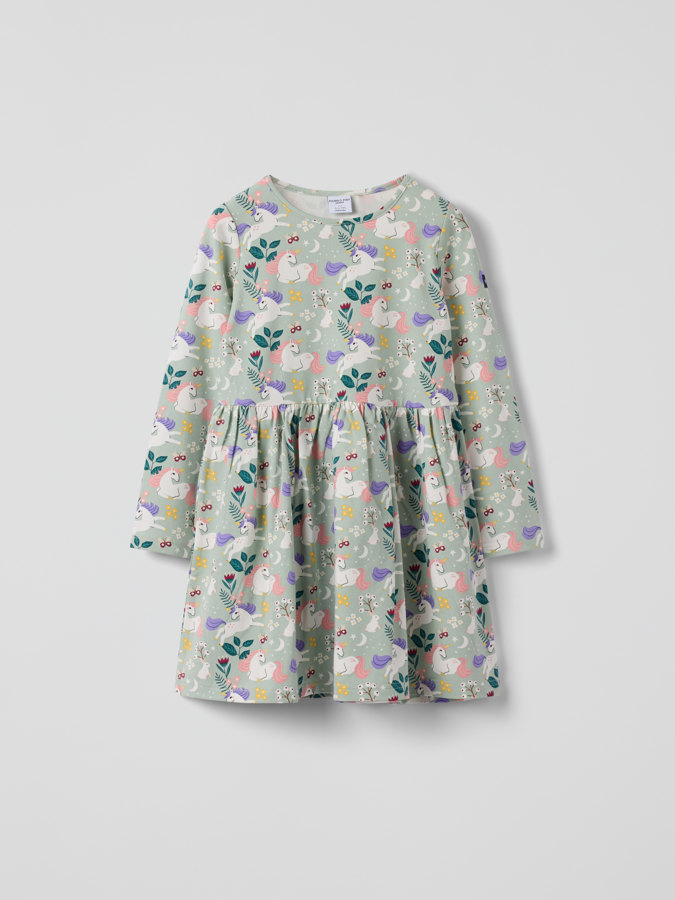Long-sleeved twirl dress unicorns Long-sleeved twirl dress unicorns