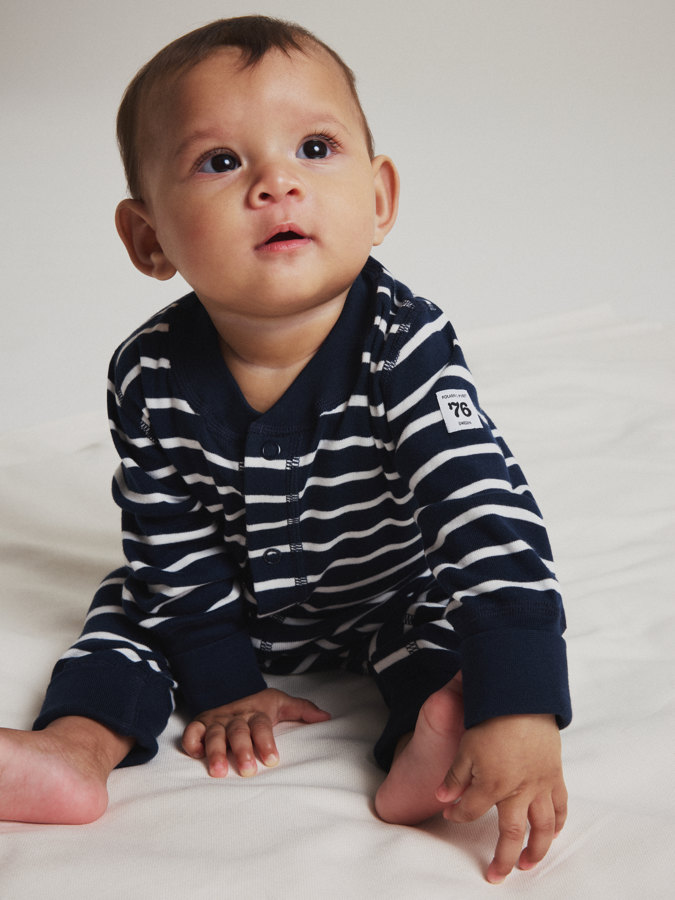 Striped jersey all-in-one Striped jersey all-in-one