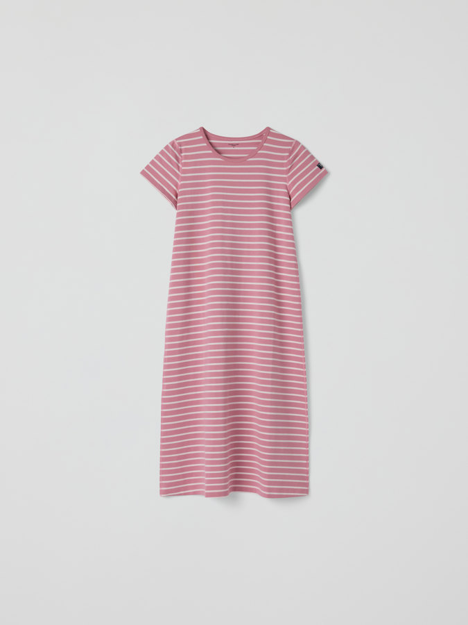 Striped short-sleeved nightgown for adult