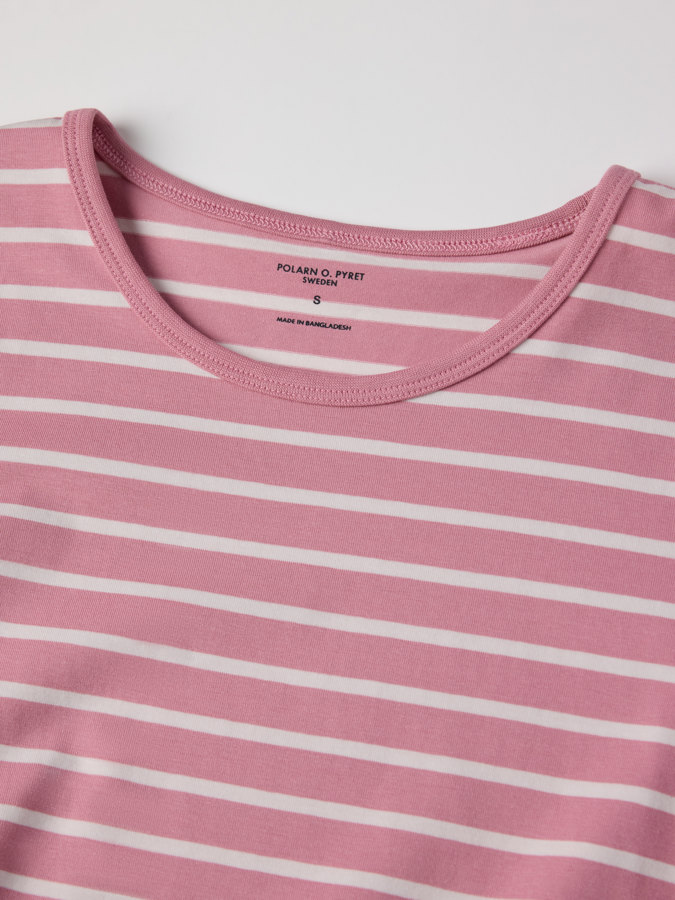 Striped short-sleeved nightgown for adult