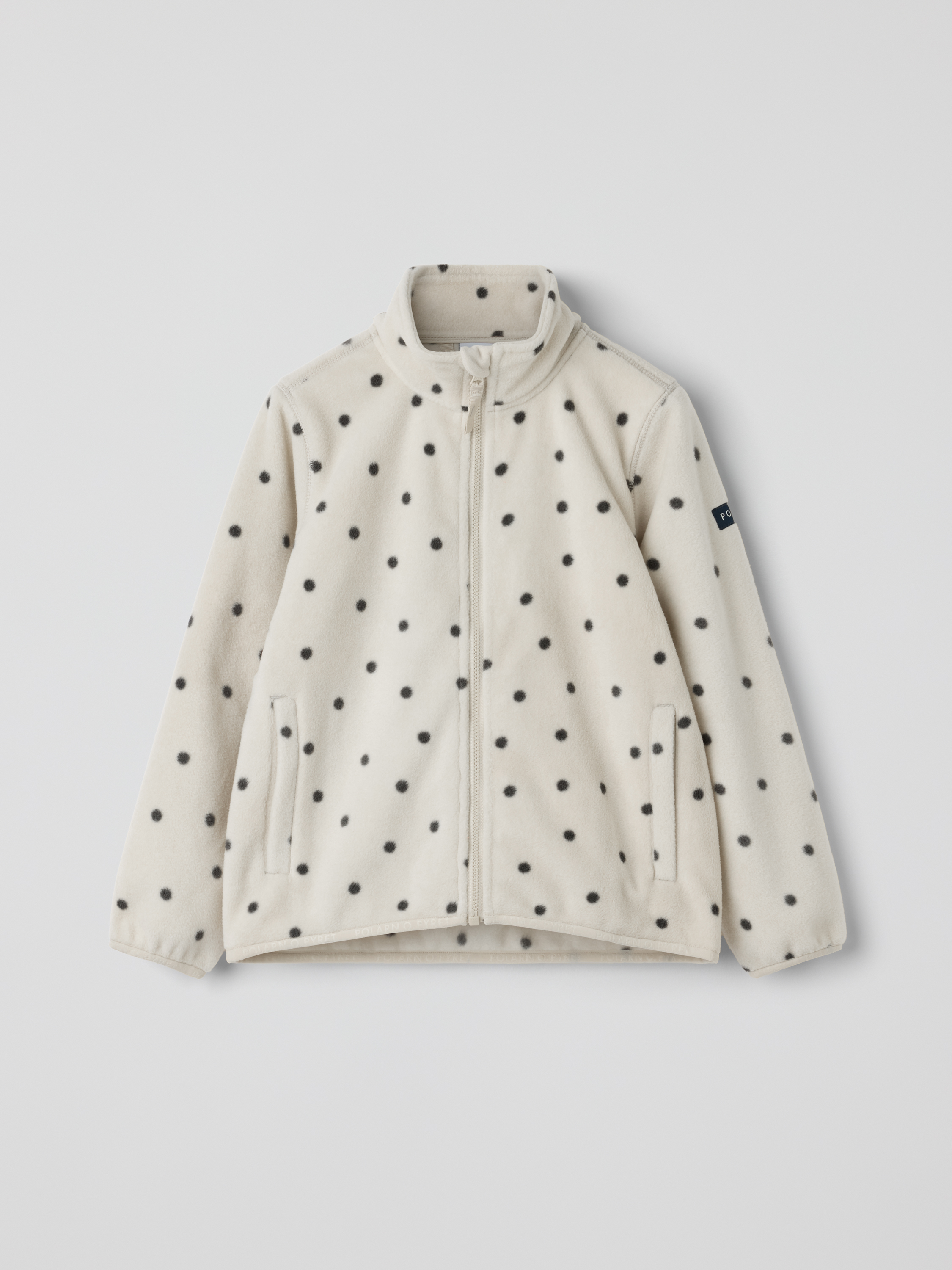 Polarn O. Pyret Beige Fleece Jacket With Pockets, Dotted