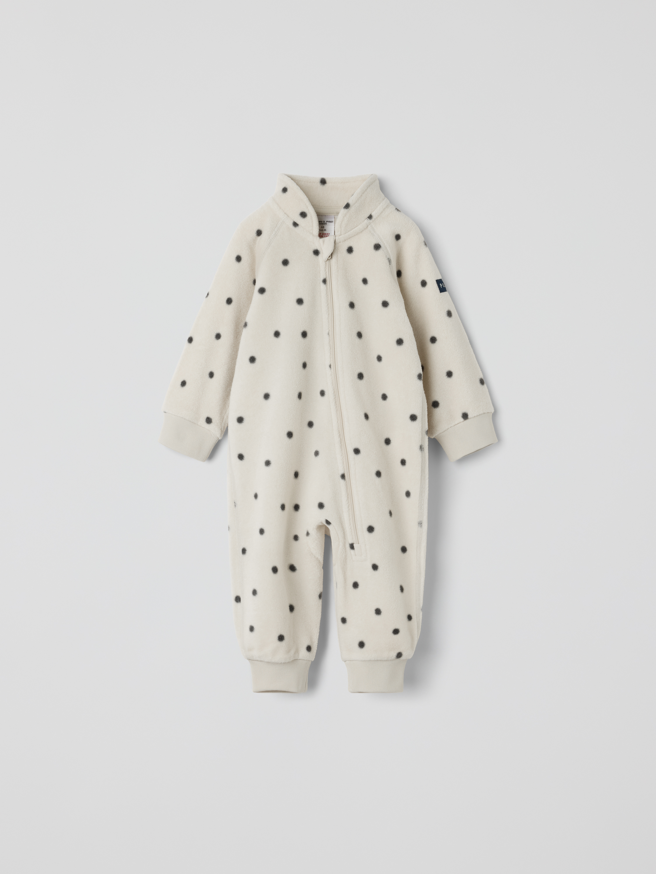 Polarn O. Pyret Beige Fleece Overall, Dotted