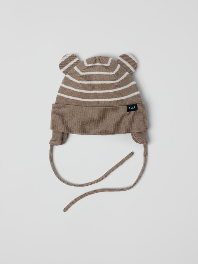 Striped knitted hat with ears
