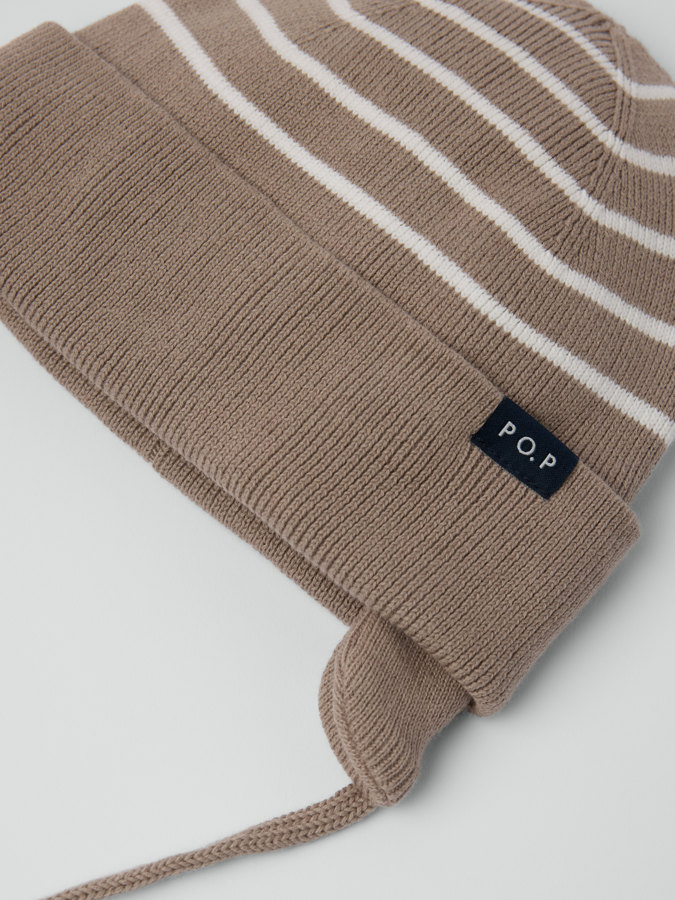 Striped knitted hat with ears Striped knitted hat with ears