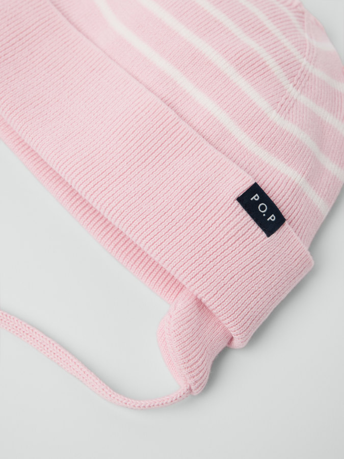 Striped knitted hat with ears