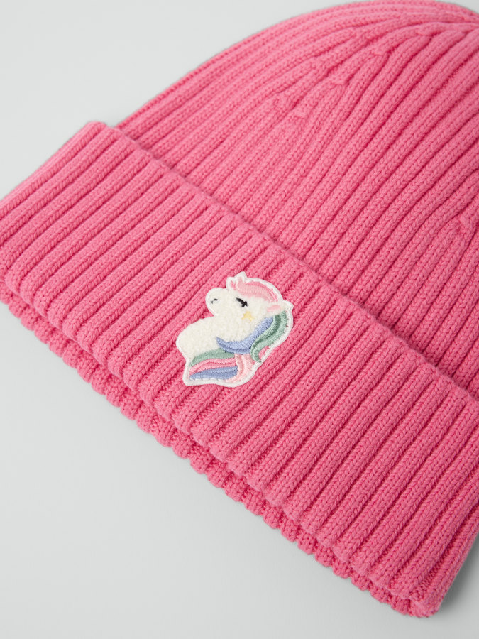 Ribbed beanie with appliqué