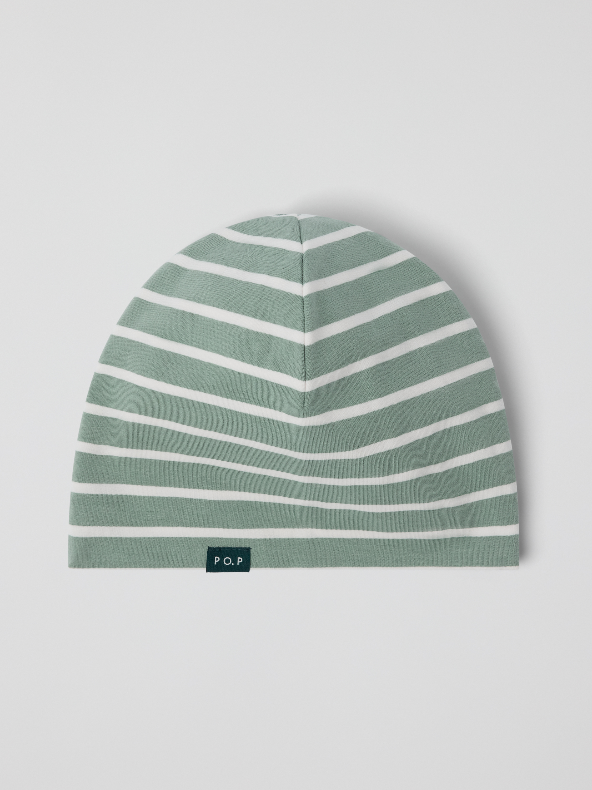 Polarn O. Pyret Green Striped Jersey Beanie