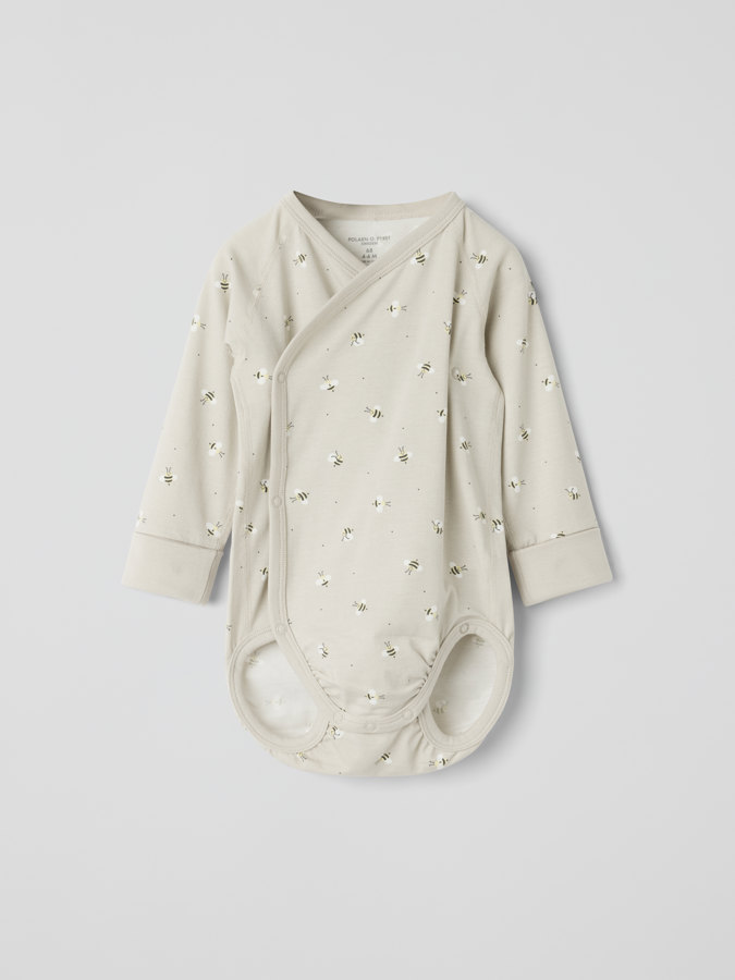 wraparound bodysuit with bee print wraparound bodysuit with bee print