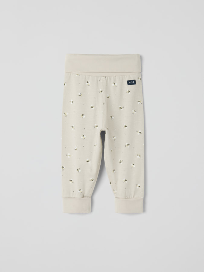 Trousers with foldable cuffs, bees