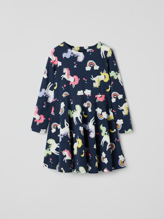 Twirl dress with unicorn print