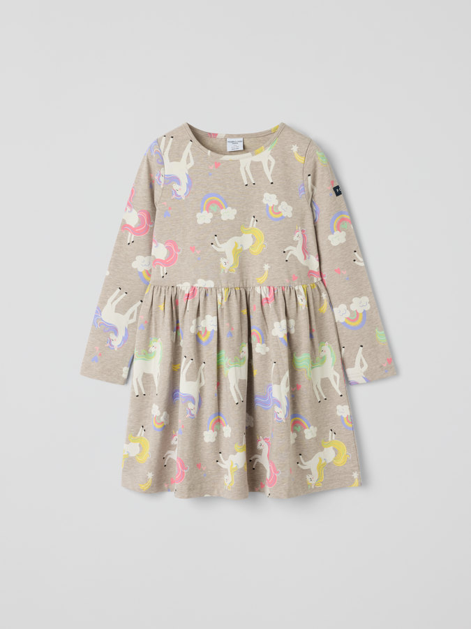 Long-sleeved twirl dress unicorns