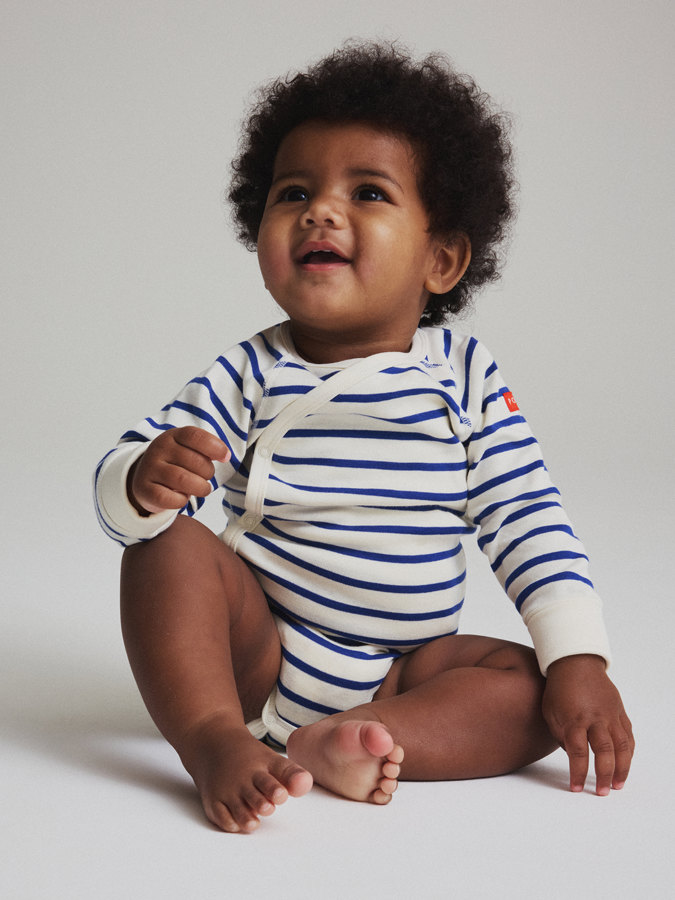 Extendable wrap bodysuit striped