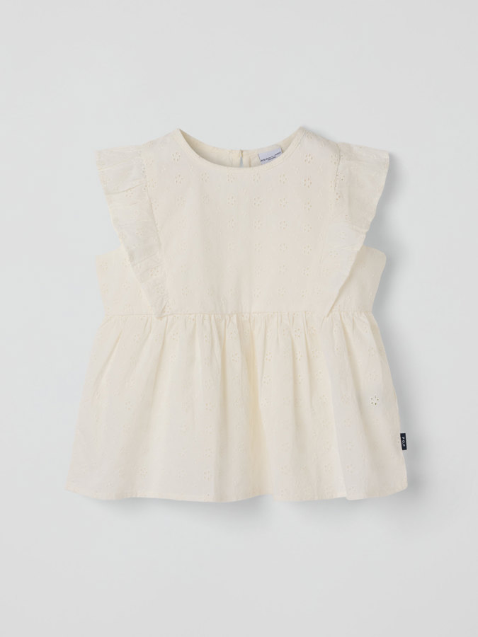 Woven blouse with frills