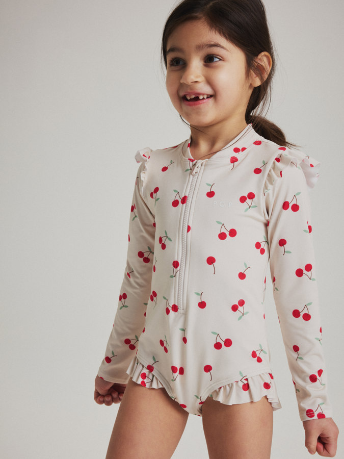 Langarm-badeanzug kirsche