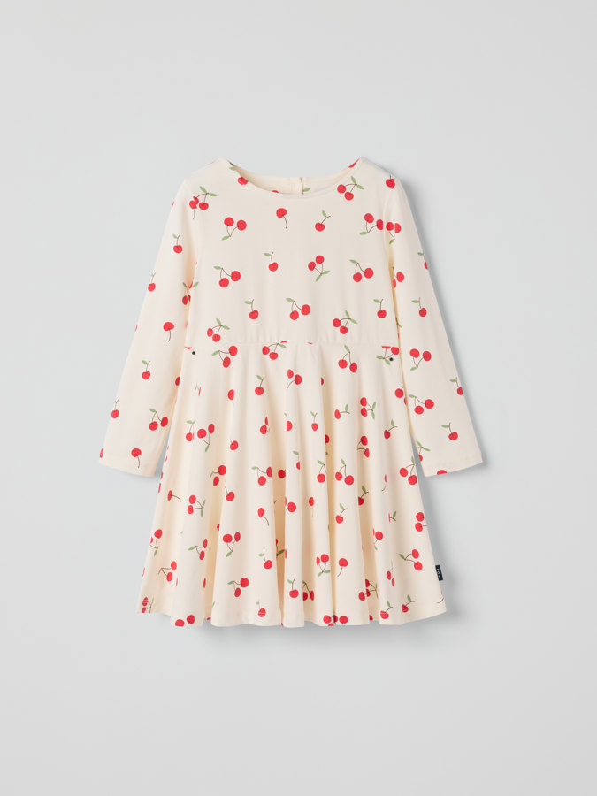 Long sleeve twirl dress cherry