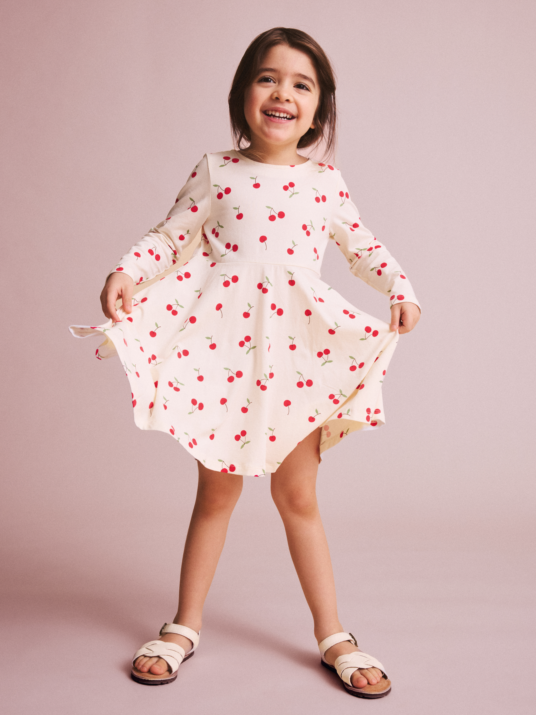 Polarn O. Pyret Long Sleeve Twirl Dress Cherry