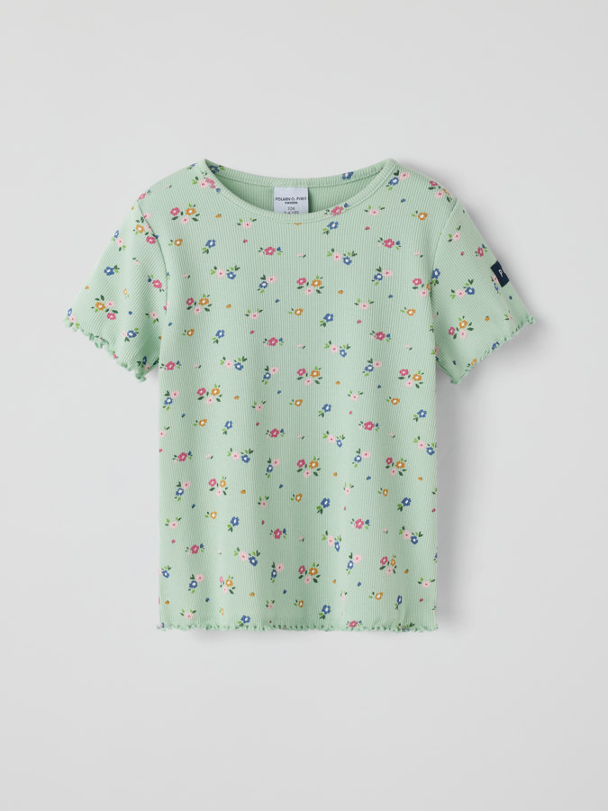 Geripptes T-shirt blumen
