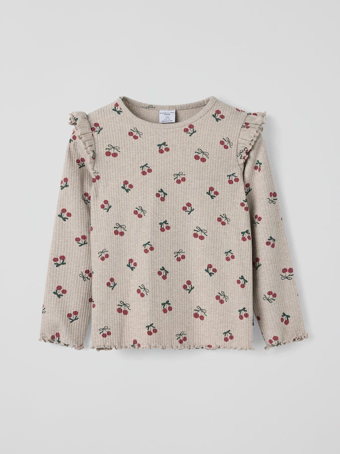 Geripptes Shirt Kirschen Geripptes Shirt Kirschen