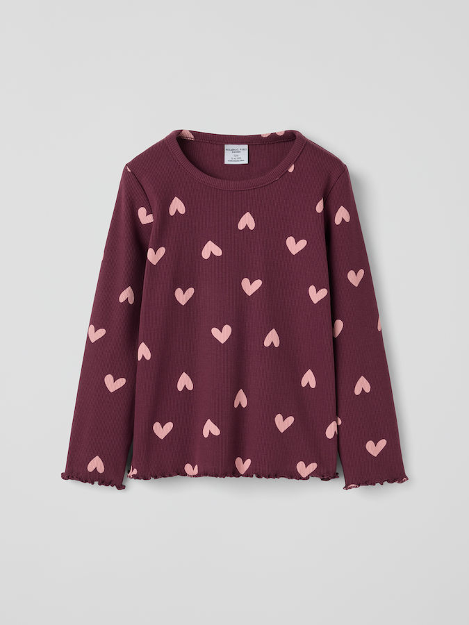 Geripptes Shirt Bio-Baumwolle Herzen