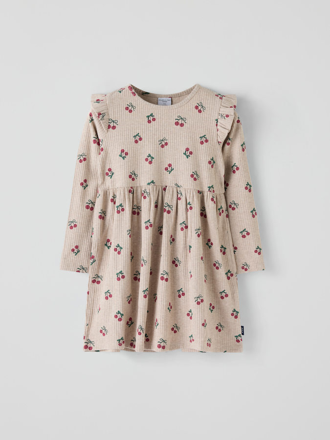 Geripptes Kleid Kirschen