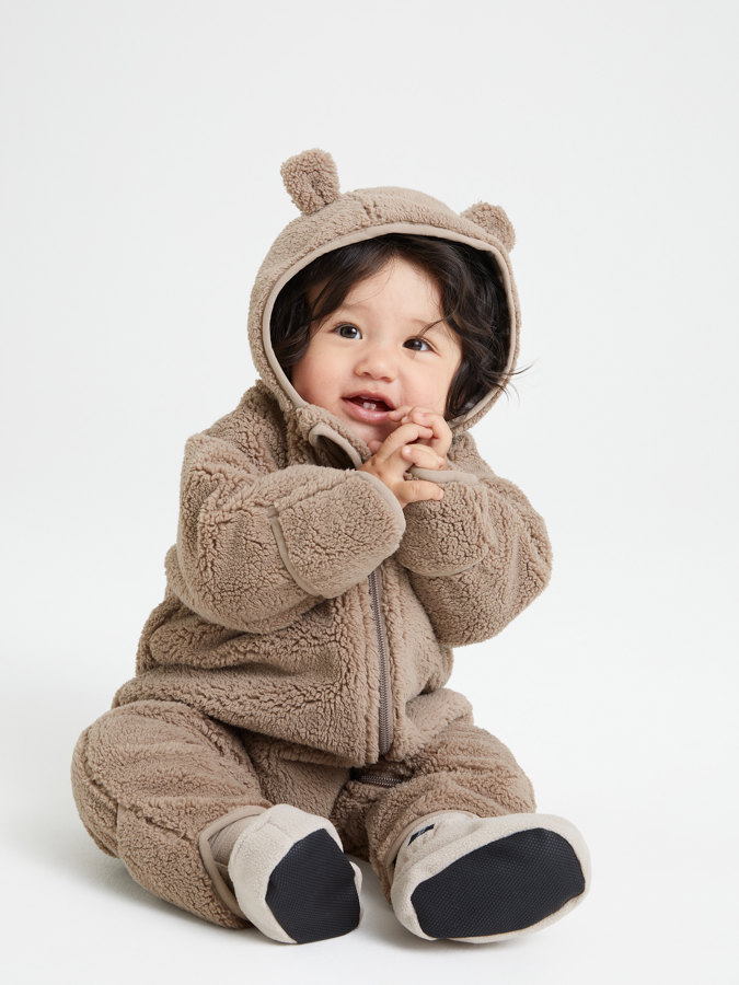Solid color, windproof pile fleece all-in-one